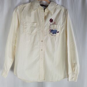 Disney Eeyore Button-down Shirt Womens Size Small Cream Embroidered Eeyore New